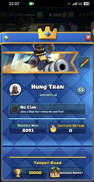 CR495 High 10k Trophies LV55 | 2K Gems | 10 Evolutions | 5 Level 15 Cards | 56 Level 14 Cards | Electro Wizard, Bandit, P.E.K.K.A, Firecracker, Wizard, Archer Queen